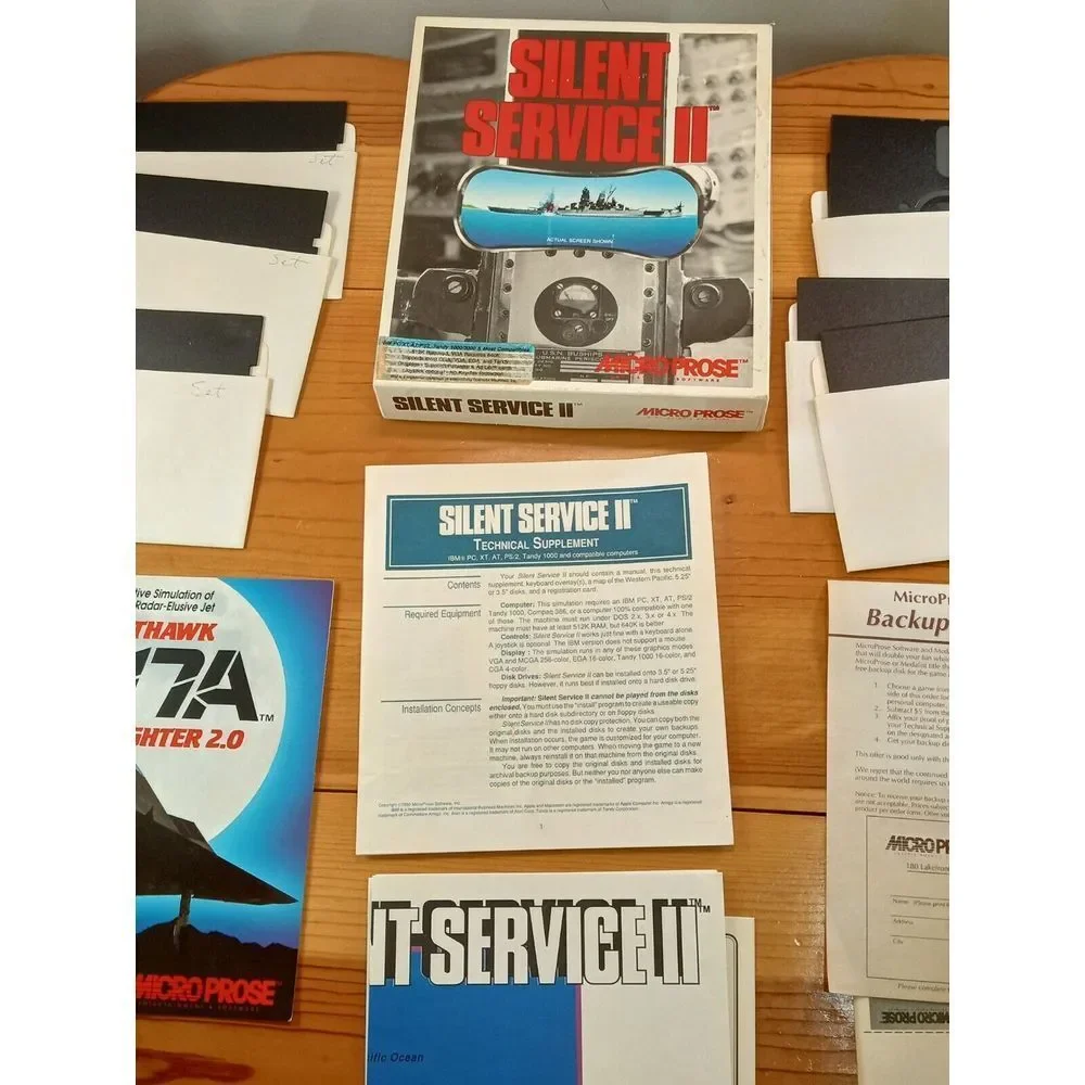 Vintage 1990 Silent Service II PC Game‎ Micro Prose IBM 3.5